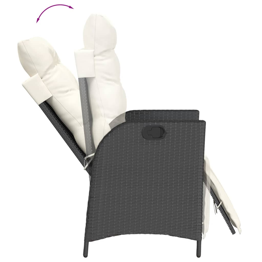Set da Pranzo da Giardino 3 pz con Cuscini Nero in Polyrattan | homemem39
