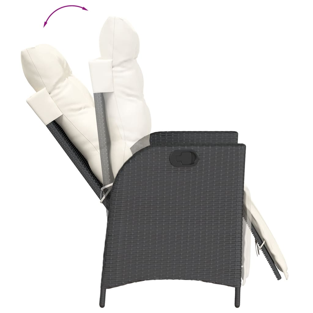 Set da Pranzo da Giardino 5 pz Nero con Cuscini in Polyrattan | homemem39