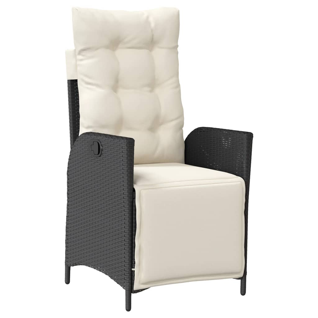 Set da Pranzo da Giardino 9 pz con Cuscini Nero in Polyrattan | homemem39