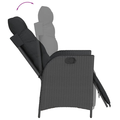 Set da Pranzo da Giardino 3 pz con Cuscini Nero in Polyrattan - homemem39