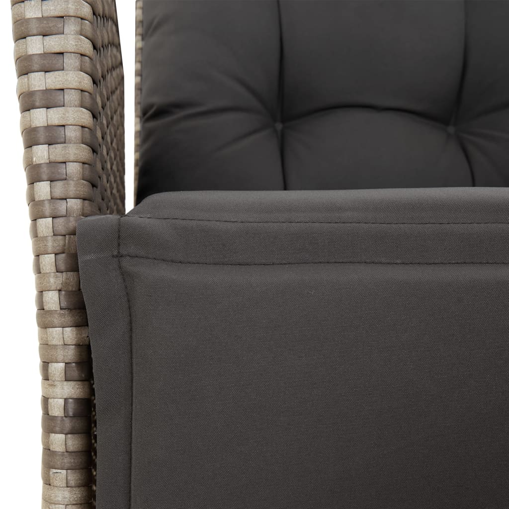 Set da Pranzo da Giardino 3 pz con Cuscini in Polyrattan Grigio - homemem39
