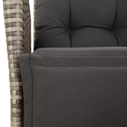 Set da Pranzo da Giardino 3 pz con Cuscini in Polyrattan Grigio - homemem39