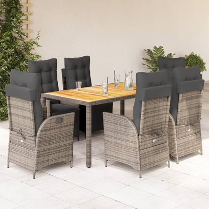 Set da Pranzo da Giardino 7 pz con Cuscini in Polyrattan Grigio | homemem39