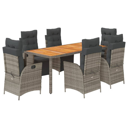 Set da Pranzo da Giardino 7 pz con Cuscini in Polyrattan Grigio | homemem39