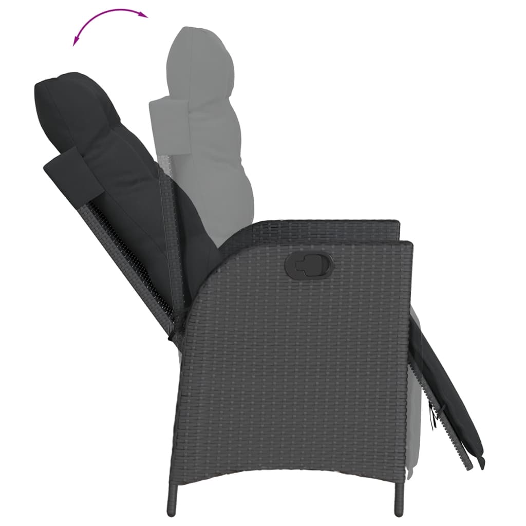 Set da Pranzo da Giardino 9 pz con Cuscini Nero in Polyrattan | homemem39