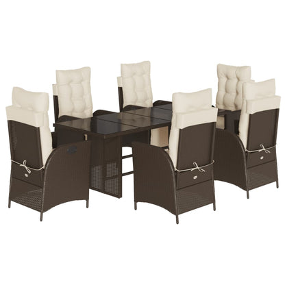 Set da Pranzo da Giardino 7pz con Cuscini in Polyrattan Marrone | homemem39
