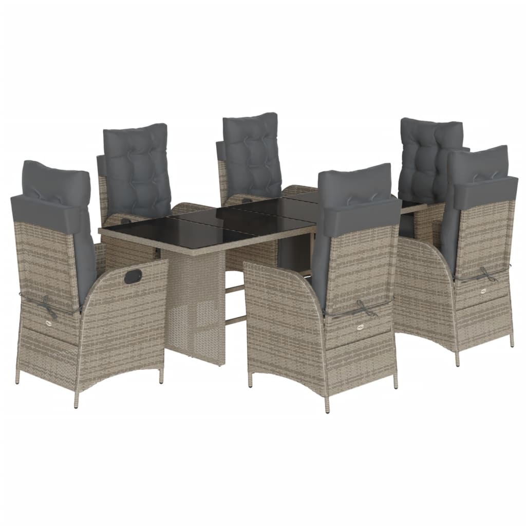 Set da Pranzo da Giardino 7 pz con Cuscini in Polyrattan Grigio | homemem39