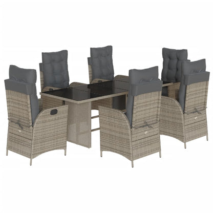 Set da Pranzo da Giardino 7 pz con Cuscini in Polyrattan Grigio | homemem39