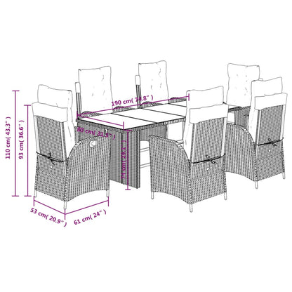 Set da Pranzo da Giardino 7 pz con Cuscini Beige in Polyrattan | homemem39