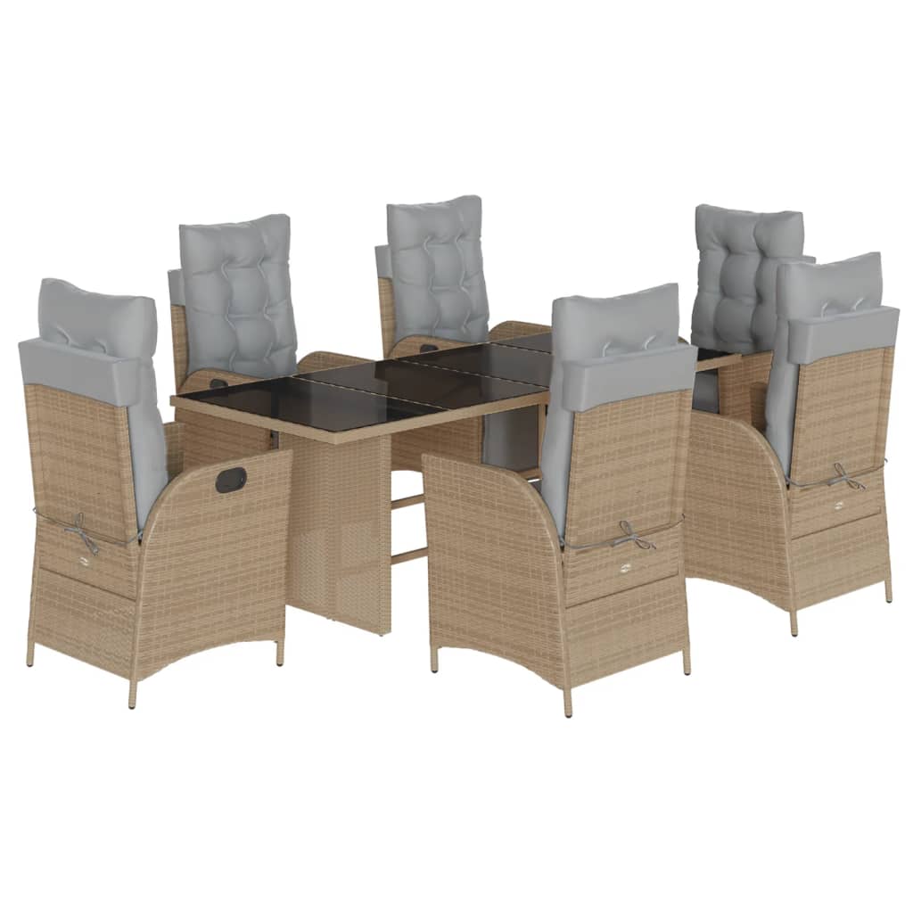 Set Pranzo da Giardino 7 pz con Cuscini Beige Misto Polyrattan | homemem39