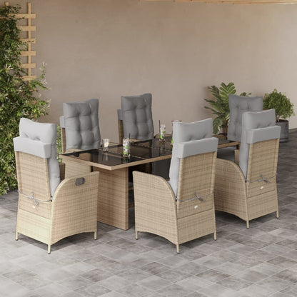 Set Pranzo da Giardino 7 pz con Cuscini Beige Misto Polyrattan | homemem39