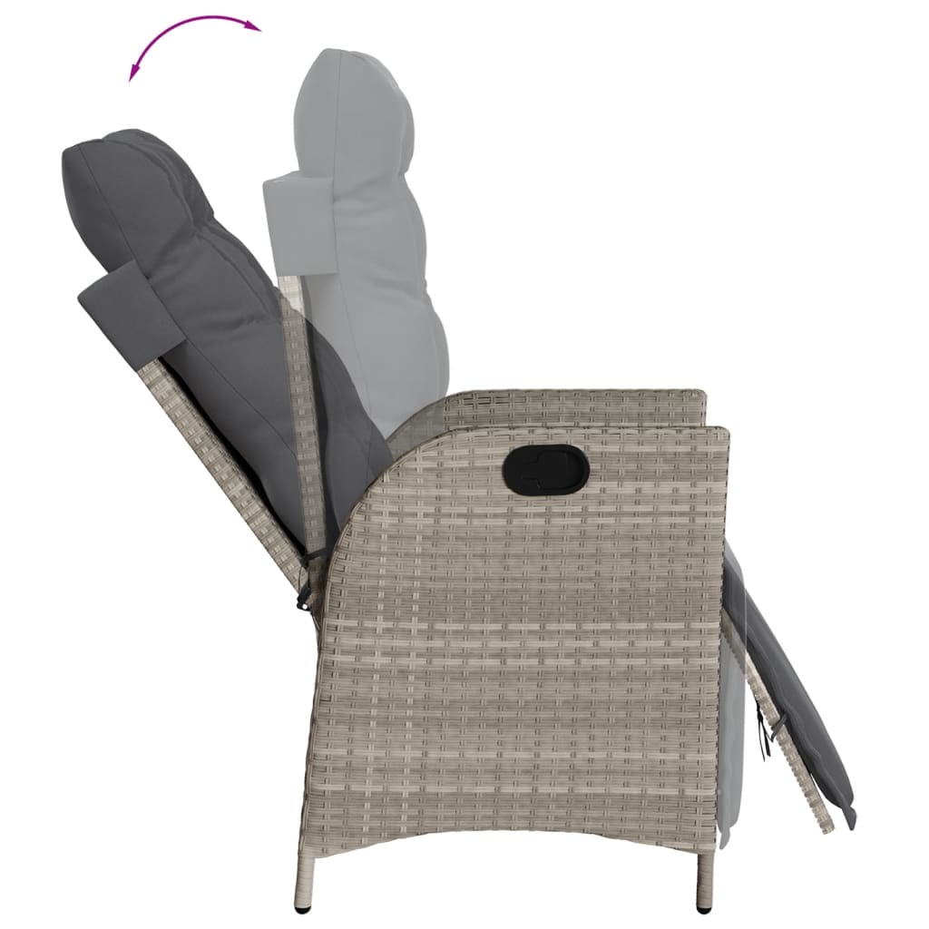 Set Pranzo da Giardino 9pz con Cuscini Grigio Chiaro Polyrattan | homemem39