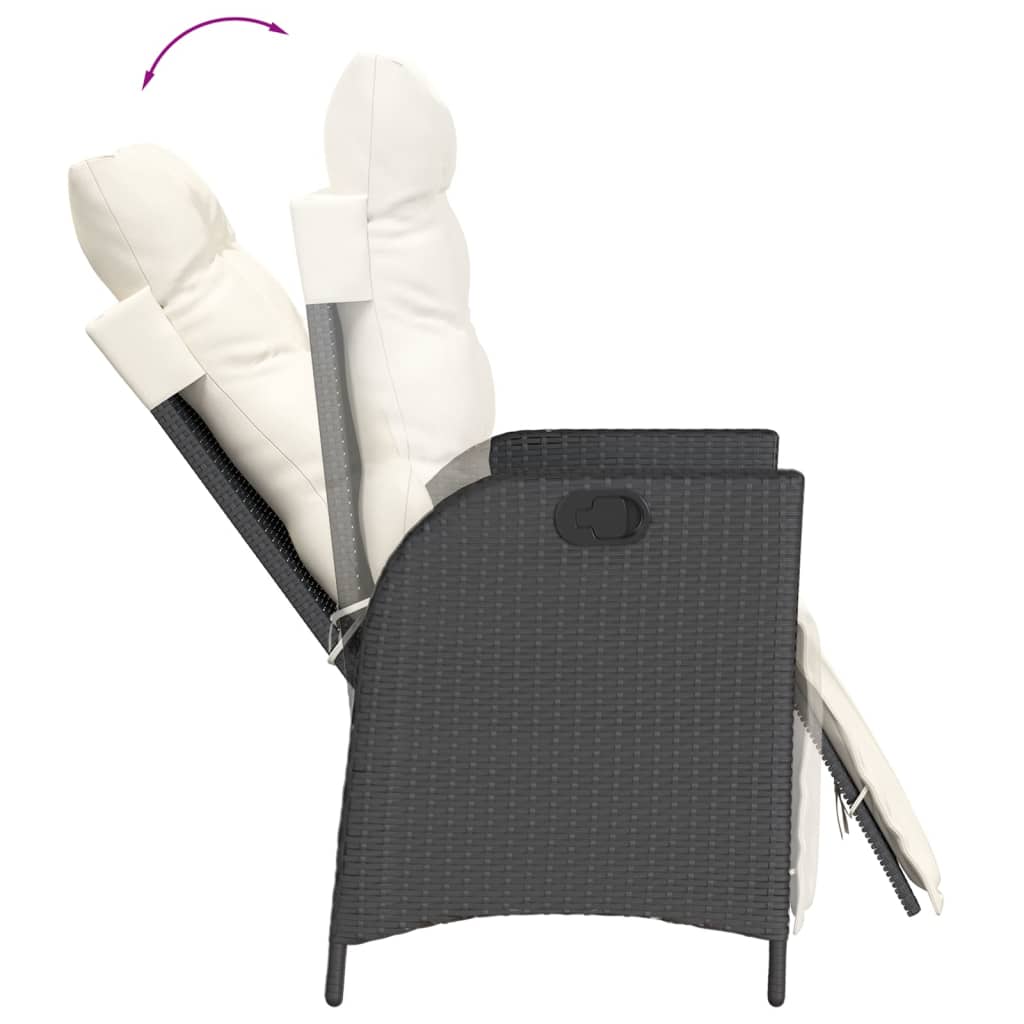 Set da Pranzo da Giardino 7 pz Nero con Cuscini in Polyrattan | homemem39