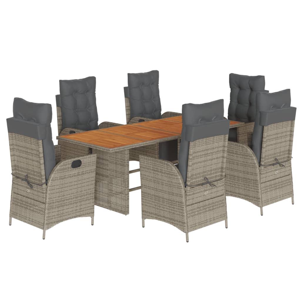 Set da Pranzo da Giardino 7 pz con Cuscini in Polyrattan Grigio | homemem39