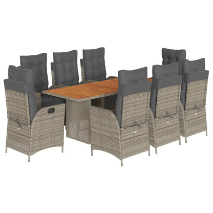 Set da Pranzo da Giardino 9 pz con Cuscini in Polyrattan Grigio | homemem39
