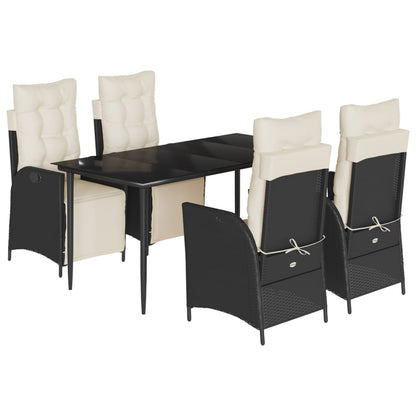 Set da Pranzo da Giardino 5 pz Nero con Cuscini in Polyrattan | homemem39