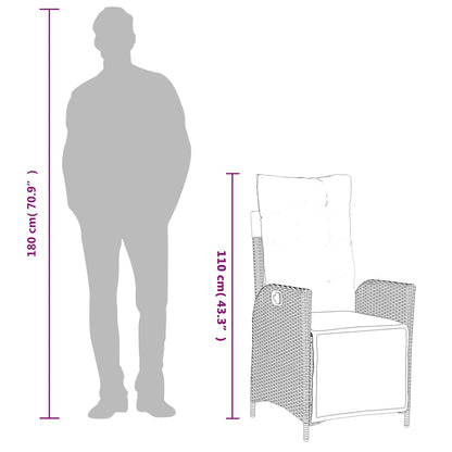 Set da Pranzo da Giardino 7 pz Nero con Cuscini in Polyrattan - homemem39