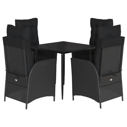 Set da Pranzo da Giardino 5 pz Nero con Cuscini in Polyrattan | homemem39