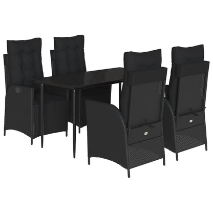 Set da Pranzo da Giardino 5 pz Nero con Cuscini in Polyrattan | homemem39