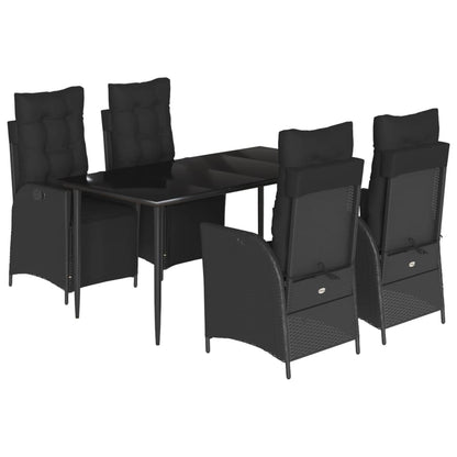 Set da Pranzo da Giardino 5 pz Nero con Cuscini in Polyrattan | homemem39