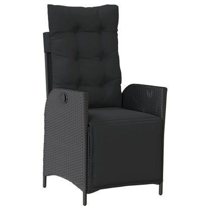 Set da Pranzo da Giardino 7 pz Nero con Cuscini in Polyrattan | homemem39