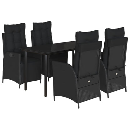 Set da Pranzo da Giardino 5 pz Nero con Cuscini in Polyrattan | homemem39