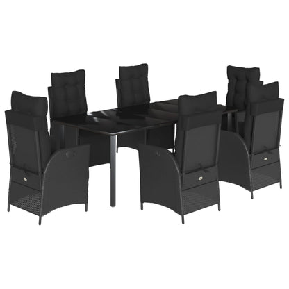 Set da Pranzo da Giardino 7 pz Nero con Cuscini in Polyrattan | homemem39