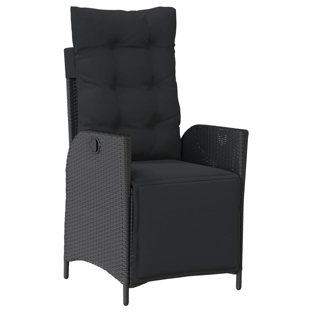 Set da Pranzo da Giardino 9 pz con Cuscini Nero in Polyrattan | homemem39