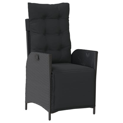Set da Pranzo da Giardino 9 pz con Cuscini Nero in Polyrattan | homemem39