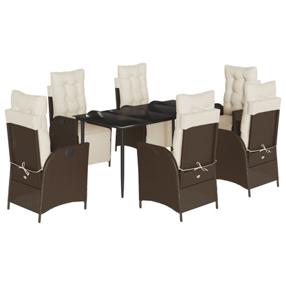 Set da Pranzo da Giardino 7pz con Cuscini in Polyrattan Marrone - homemem39