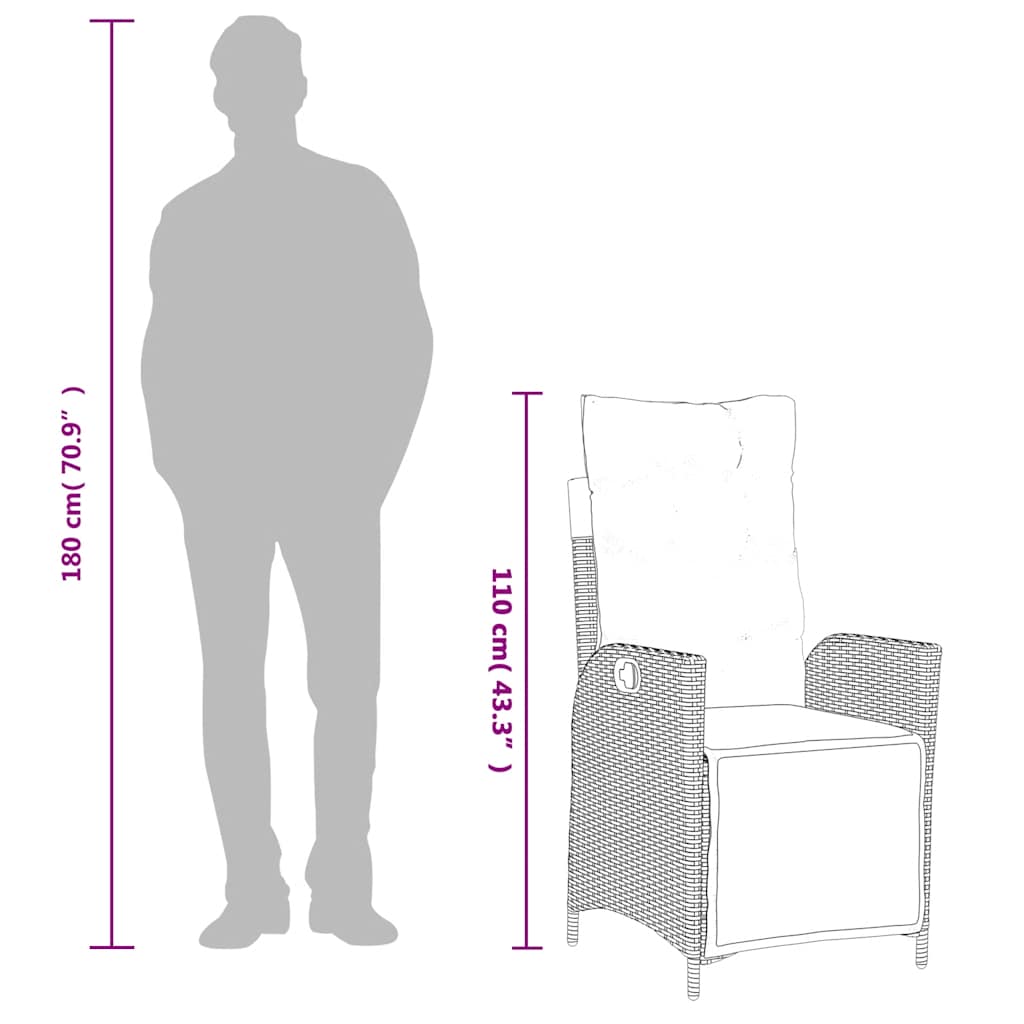 Set da Pranzo da Giardino 9pz con Cuscini Marrone in Polyrattan - homemem39