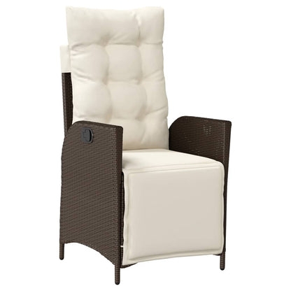 Set da Pranzo da Giardino 3pz con Cuscini in Polyrattan Marrone | homemem39