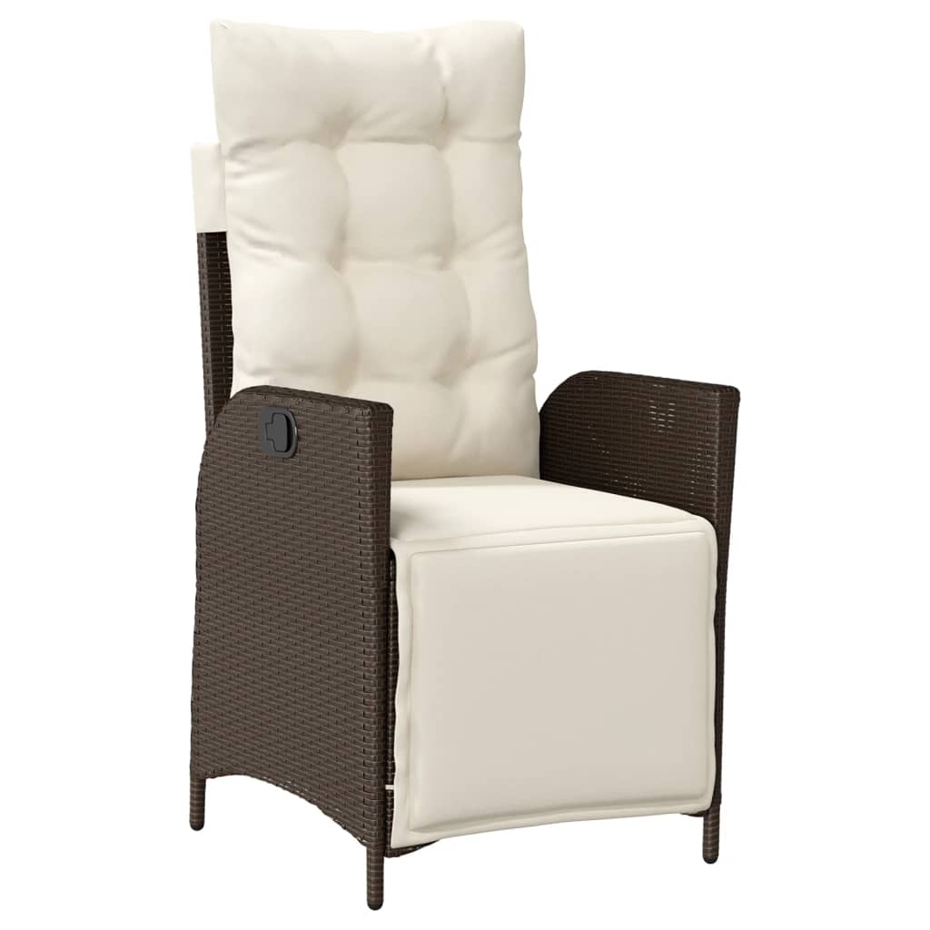Set da Pranzo da Giardino 5pz con Cuscini in Polyrattan Marrone | homemem39