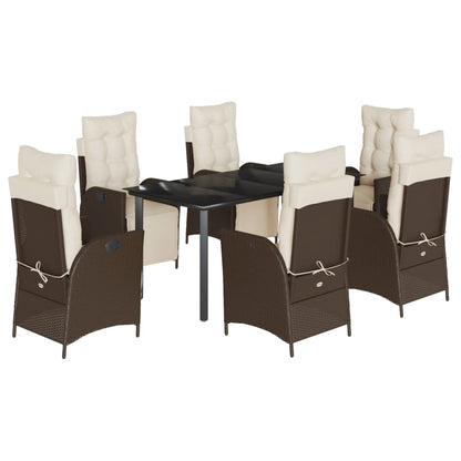 Set da Pranzo da Giardino 7pz con Cuscini in Polyrattan Marrone | homemem39
