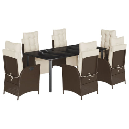 Set da Pranzo da Giardino 7pz con Cuscini in Polyrattan Marrone | homemem39