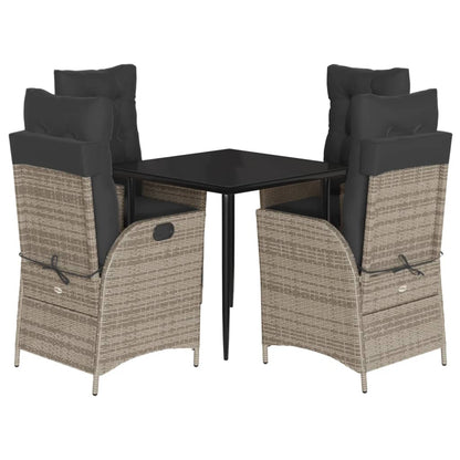 Set da Pranzo da Giardino 5 pz con Cuscini in Polyrattan Grigio | homemem39