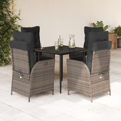 Set da Pranzo da Giardino 5 pz con Cuscini in Polyrattan Grigio | homemem39