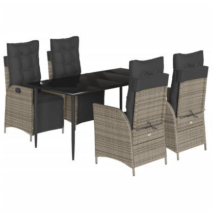 Set da Pranzo da Giardino 5 pz con Cuscini in Polyrattan Grigio | homemem39