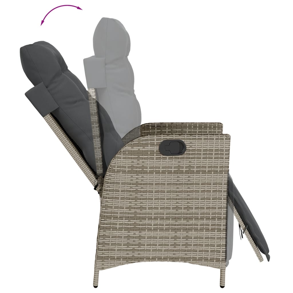 Set da Pranzo da Giardino 3 pz con Cuscini in Polyrattan Grigio - homemem39
