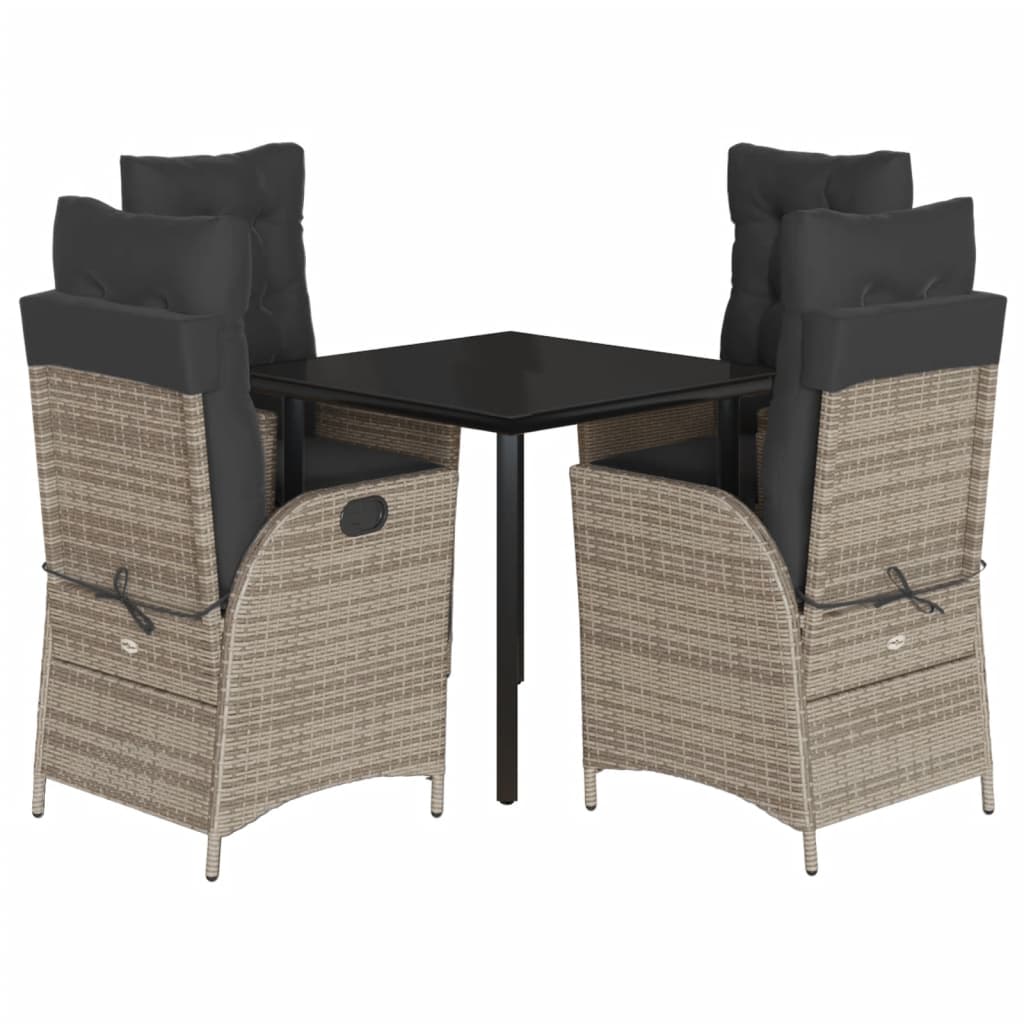 Set da Pranzo da Giardino 5 pz con Cuscini in Polyrattan Grigio - homemem39