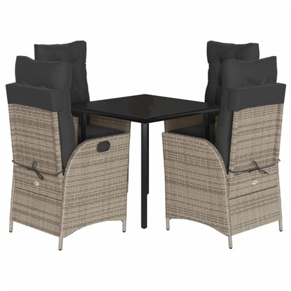 Set da Pranzo da Giardino 5 pz con Cuscini in Polyrattan Grigio - homemem39