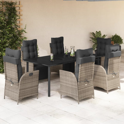 Set da Pranzo da Giardino 7 pz con Cuscini in Polyrattan Grigio - homemem39