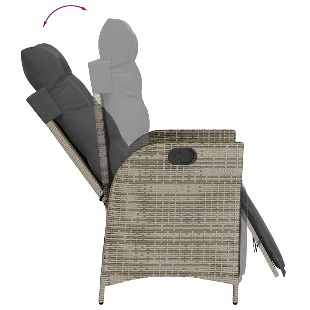 Set da Pranzo da Giardino 9 pz con Cuscini in Polyrattan Grigio - homemem39