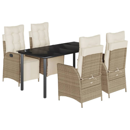 Set da Pranzo da Giardino 5 pz con Cuscini Beige in Polyrattan | homemem39