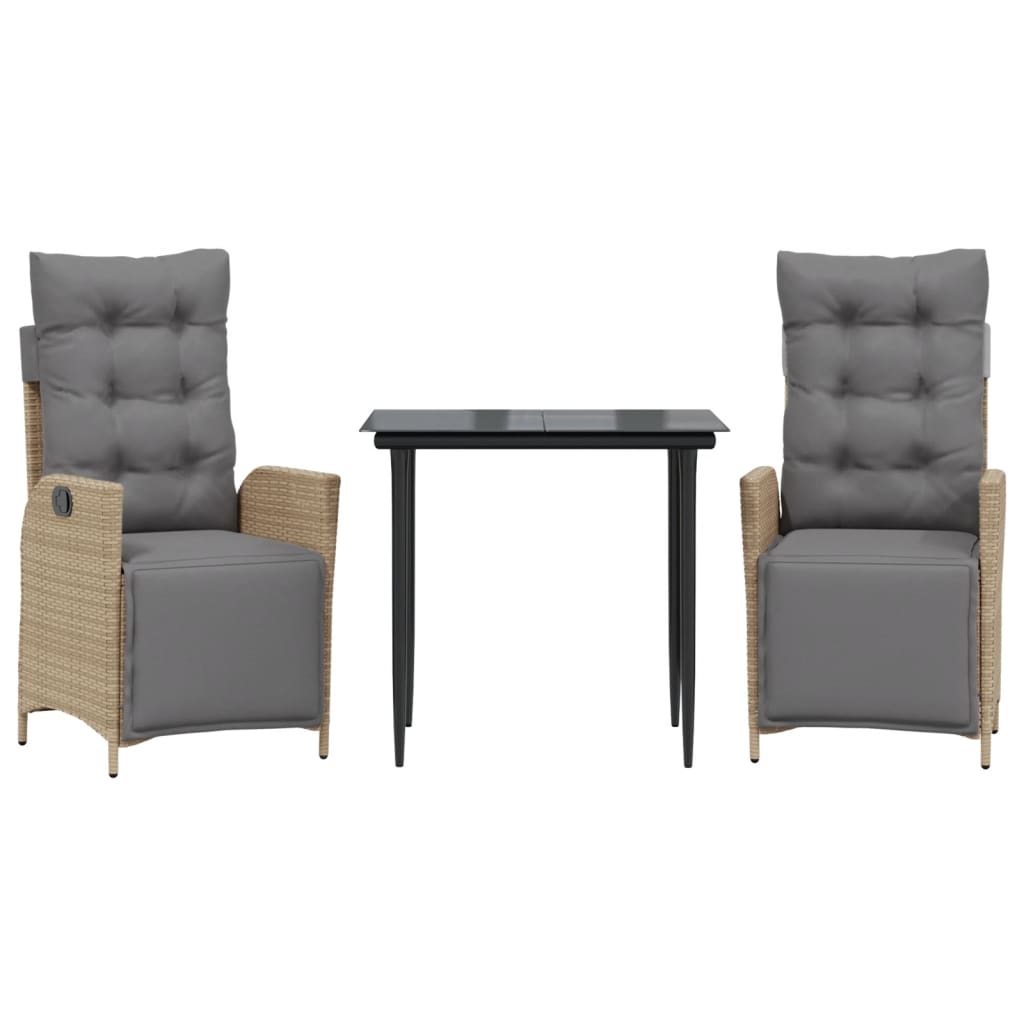 Set Pranzo da Giardino 3 pz con Cuscini Beige Misto Polyrattan | homemem39