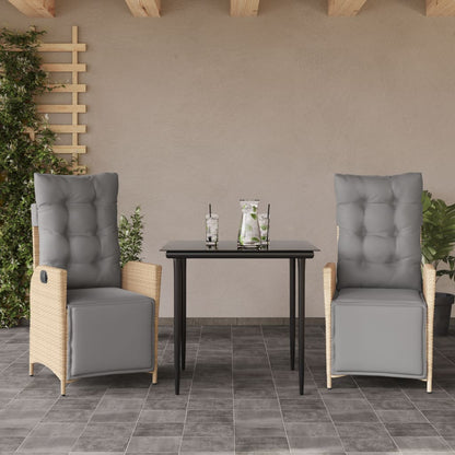 Set Pranzo da Giardino 3 pz con Cuscini Beige Misto Polyrattan | homemem39