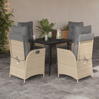 Set Pranzo da Giardino 5 pz con Cuscini Beige Misto Polyrattan | homemem39