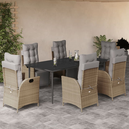 Set Pranzo da Giardino 7 pz con Cuscini Beige Misto Polyrattan - homemem39