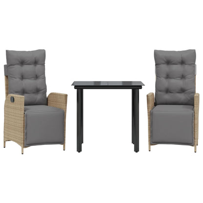 Set Pranzo da Giardino 3 pz con Cuscini Beige Misto Polyrattan | homemem39