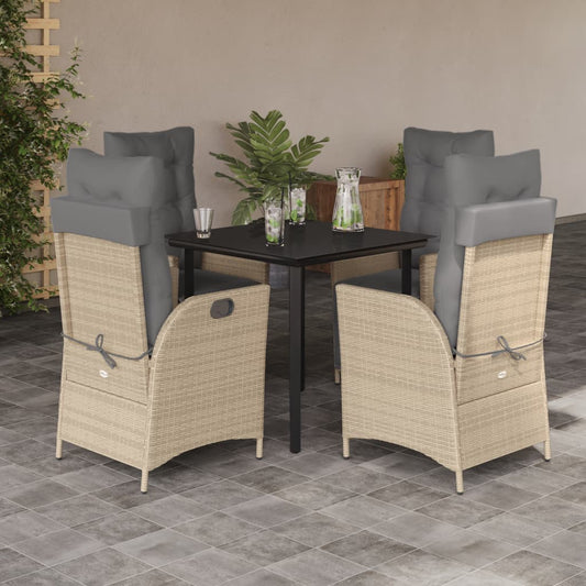 Set Pranzo da Giardino 5 pz con Cuscini Beige Misto Polyrattan - homemem39